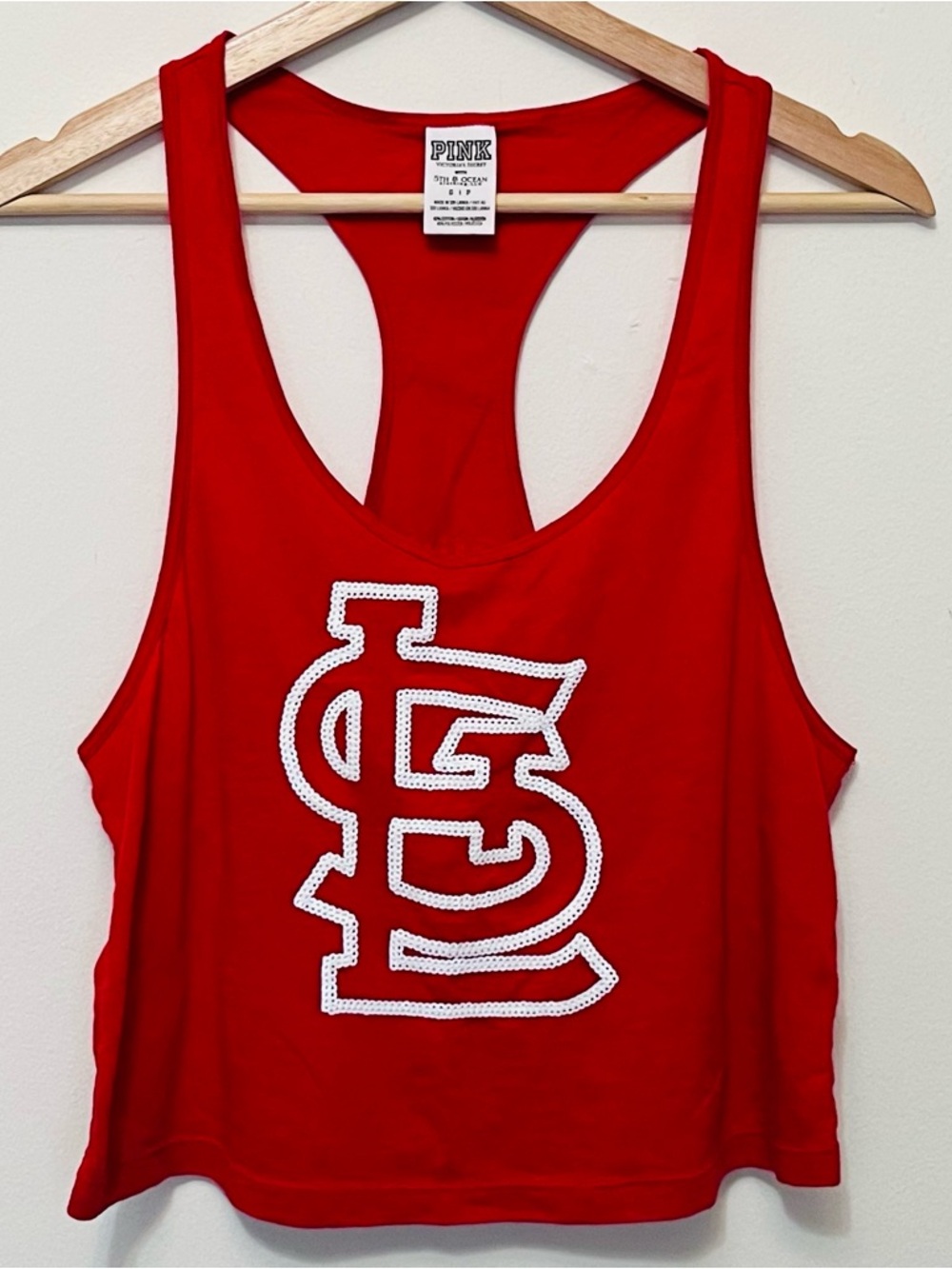PINK Victoria's Secret • S • STL St Louis Cardinals Red Racerback Crop Tank Top